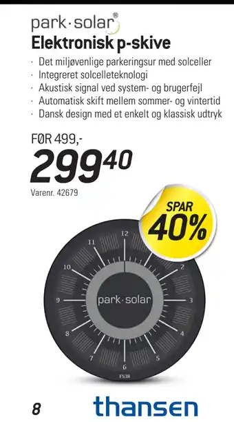 Thansen Elektronisk p-skive tilbud
