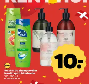 Netto Wash & Go shampoo eller Nordic spirit håndsæbe tilbud