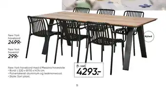 Bilka New York havebord med 6 Messina havestole tilbud