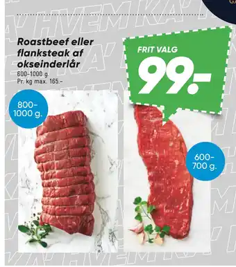 Roastbeef eller flanksteak af okseinderlår