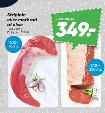Bilka Striploin eller mørbrad af okse tilbud