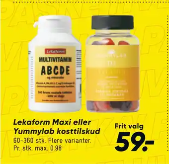 Bilka Lekaform Maxi eller Yummylab kosttilskud tilbud
