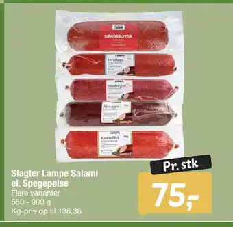 Fakta Tyskland Slagter Lampe Salami el. Spegepølse tilbud