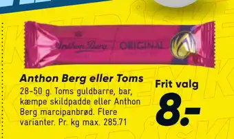 Bilka Anthon Berg eller Toms tilbud