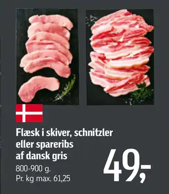 Føtex Flæsk i skiver, schnitzler eller spareribs af dansk gris tilbud