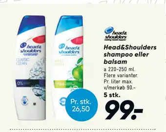Bilka Head&Shoulders shampoo eller balsam tilbud