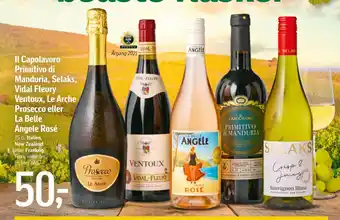 Føtex Il Capolavoro Primitivo di Manduria, Selaks, Vidal Fleury Ventoux, Le Arche Prosecco eller La Belle Angele Rosé tilbud