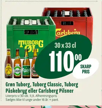 Min Købmand Grøn Tuborg, Tuborg Classic, Tuborg Påskebryg eller Carlsberg Pilsner tilbud