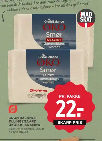 MENY GRØN BALANCE ØLLINGEGAARD ØKOLOGISK SMØR tilbud