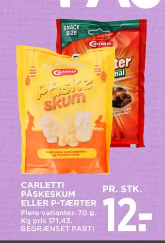 MENY CARLETTI PÅSKESKUM ELLER P-TÆRTER tilbud