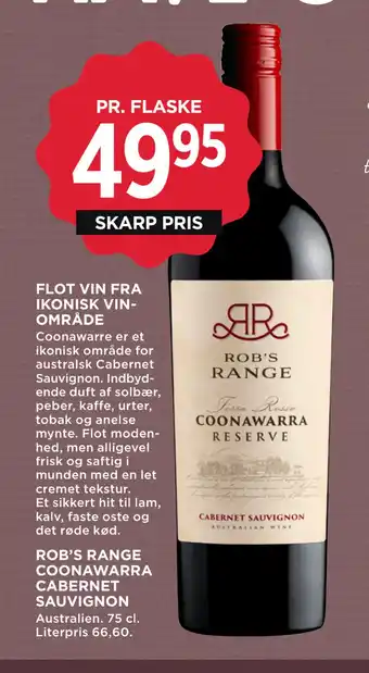 MENY ROB’S RANGE COONAWARRA CABERNET SAUVIGNON tilbud