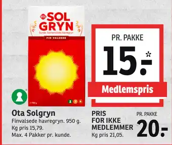 SPAR Ota Solgryn tilbud