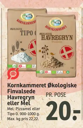 SPAR Kornkammeret Økologiske Finvalsede Havregryn eller Mel tilbud