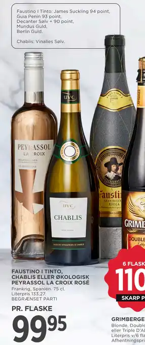 MENY FAUSTINO I TINTO, CHABLIS ELLER ØKOLOGISK PEYRASSOL LA CROIX ROSÉ tilbud