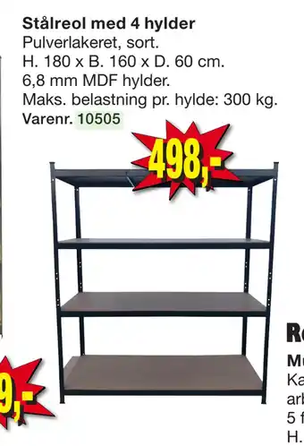 Harald Nyborg Stålreol med 4 hylder tilbud