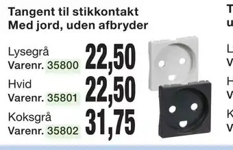Harald Nyborg Tangent til stikkontakt Med jord, uden afbryder tilbud