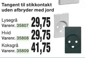 Harald Nyborg Tangent til stikkontakt uden afbryder med jord tilbud