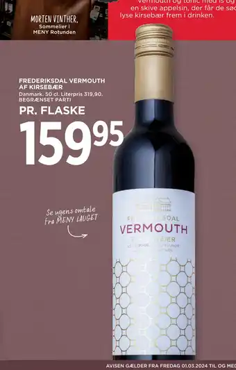 MENY FREDERIKSDAL VERMOUTH AF KIRSEBÆR tilbud