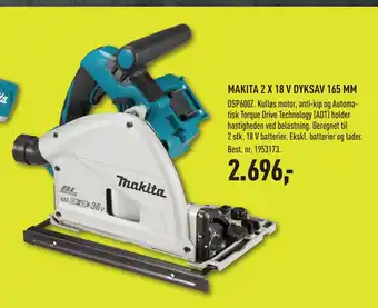 Johannes Fog MAKITA 2 X 18 V DYKSAV 165 MM tilbud
