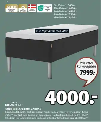 JYSK GOLD B20 LATEX BOXMADRAS tilbud