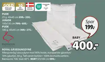 JYSK ROYAL GÅSEDUNSDYNE tilbud