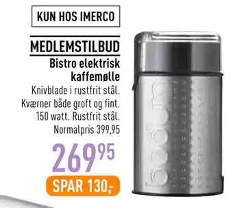 Imerco Bistro elektrisk kaffemølle tilbud