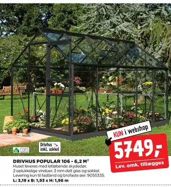 jem & fix DRIVHUS POPULAR 106 - 6,2 M² tilbud