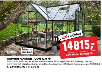 jem & fix DRIVHUS GARDEN ROOM 12,9 M² tilbud