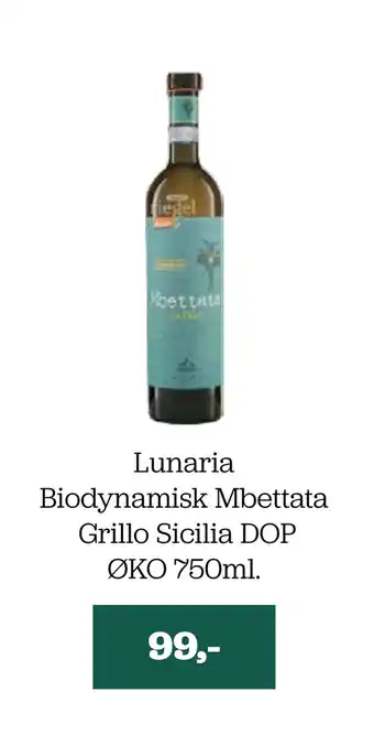 Helsemin Lunaria Biodynamisk Mbettata Grillo Sicilia DOP ØKO 750ml tilbud