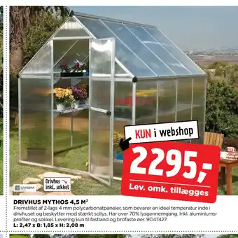 jem & fix DRIVHUS MYTHOS 4,5 M² tilbud