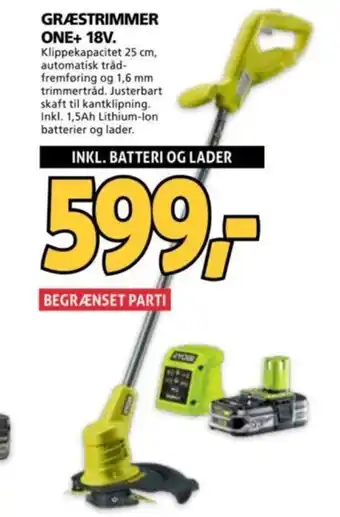 XL-BYG GRÆSTRIMMER ONE+ 18V. tilbud