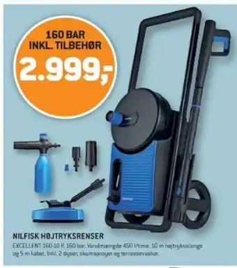 NILFISK HØJTRYKSRENSER 160 BAR INKL. TILBEHØR
