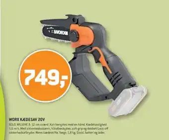 XL-BYG WORX KÆDESAV 20V tilbud