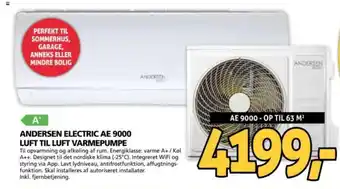 XL-BYG ANDERSEN ELECTRIC AE 9000 LUFT TIL LUFT VARMEPUMPE tilbud
