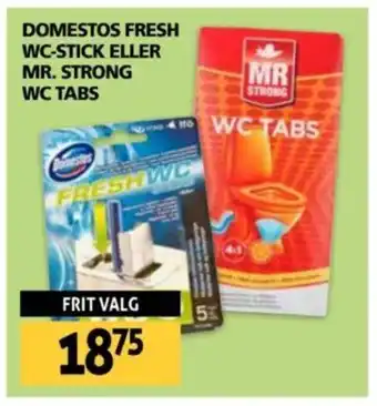XL-BYG DOMESTOS FRESH WC-STICK ELLER MR. STRONG WC TABS tilbud