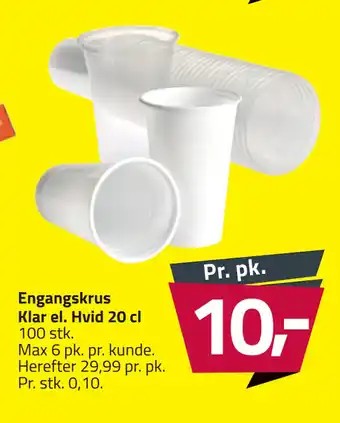 Fleggaard Engangskrus Klar el. Hvid 20 cl tilbud