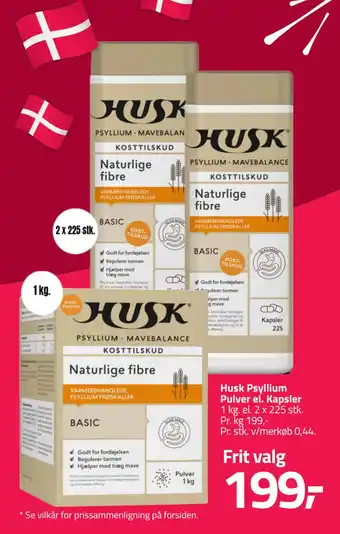 Fleggaard Husk Psyllium Pulver el. Kapsler tilbud