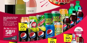 Fleggaard Pepsi, Blue Keld, Mirinda, Mountain Dew el. Faxe Kondi tilbud