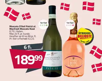 Fleggaard Moscato D’Asti Patrizi el. Manfredi Moscato Rosè tilbud