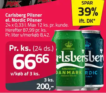 Fleggaard Carlsberg Pilsner el. Nordic Pilsner tilbud