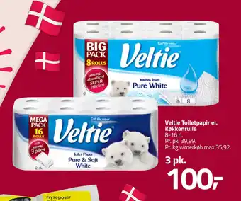 Fleggaard Veltie Toiletpapir el. Køkkenrulle tilbud