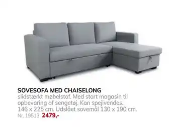 Daells Bolighus SOVESOFA MED CHAISELONG tilbud