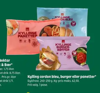 Coop 365 Kylling cordon bleu, burger eller panetter tilbud
