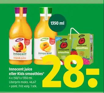 Coop 365 Innocent juice eller Kids smoothies tilbud