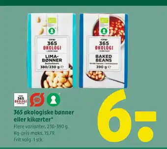 Coop 365 365 økologiske bønner eller kikærter tilbud
