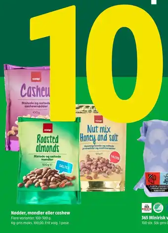 Coop 365 Nødder, mandler eller cashew tilbud