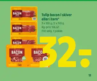 Coop 365 Tulip bacon i skiver eller i tern tilbud