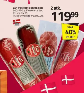Fleggaard Carl Vollstedt Spegepølser tilbud