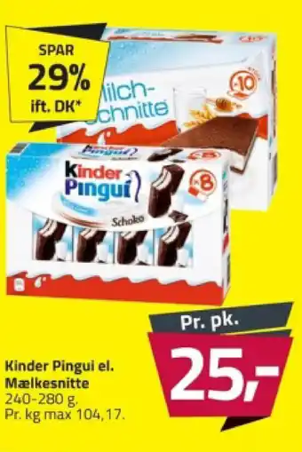 Fleggaard Kinder Pingui el. Mælkesnitte tilbud