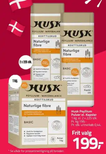 Fleggaard Husk Psyllium Pulver el. Kapsler tilbud